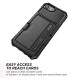 PU Leather Coated Hybrid Phone Case with Card Holder priekš Apple iPhone 7 / 8 / SE2 (2020) / SE3 (2022) - Melns - triecienizturīgs silikona aizmugures bampers ar plastikāta aizmugures apvalku un kabatiņu priekš kartēm