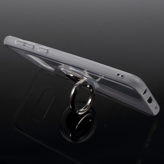 Finger Ring Kickstand Clear TPU Back Case priekš Samsung Galaxy S10e / S10e EE G970 - Caurspīdīgs - silikona aizmugures apvalks ar gredzenu
