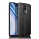 Litchi Skin PU Leather Coated TPU Mobile Phone Case priekš Xiaomi Redmi Note 9 - Melns - ādas imitācijas triecienizturīgs silikona aizmugures apvalks (maciņš, bampers, vāciņš, slim cover, bumper, back case)