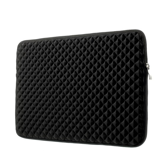 Stereo Grid PU Leather Shockproof Sleeve Bag for 15.4" Soma portatīvajam datoram - Melna - Computer Laptop / Notebook Bag / Datorsoma