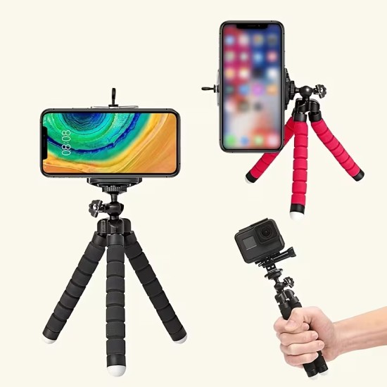 Octopus Tripod Bracket 360 Degree Rotation Mini Universal Mobile Phone Holder Stand - Sarkans - Universāla stiprinājuma statīvs