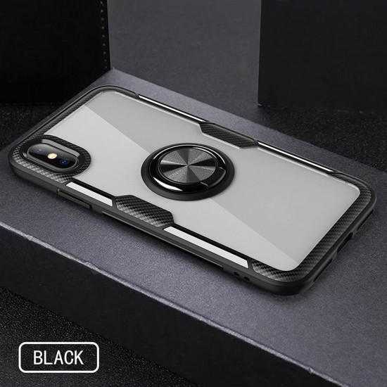 Forcell Carbon Clear Ring Back Case для Apple iPhone 12 / 12 Pro - Прозрачный - противоударная силиконовая накладка с кольцом / бампер-крышка