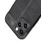 Litchi Skin PU Leather Coated TPU Mobile Phone Case priekš Apple iPhone 12 Pro Max - Melns - ādas imitācijas triecienizturīgs silikona aizmugures apvalks / bampers-vāciņš