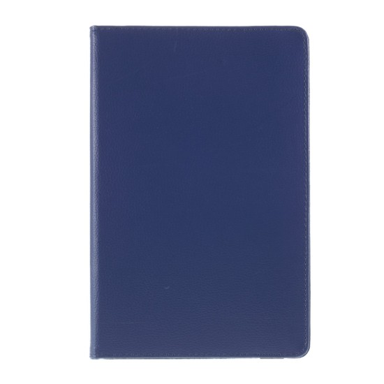360 Rotary Litchi Skin Leather Cover w/ Stand priekš Samsung Galaxy Tab A7 (2020 / 2022) T500 / T505 / T509 - Tumši Zils - sāniski atverams maciņš ar stendu
