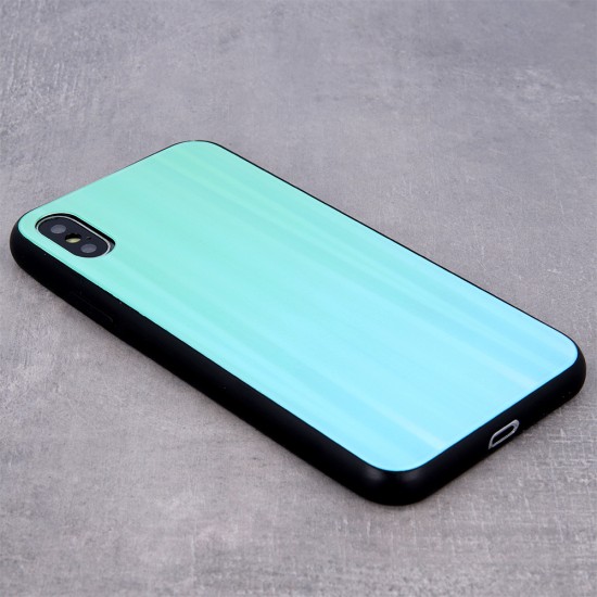 Aurora Glass Back Case priekš Apple iPhone 12 / 12 Pro - Tirkīzs - silikona un stikla aizmugures apvalks / bampers-vāciņš