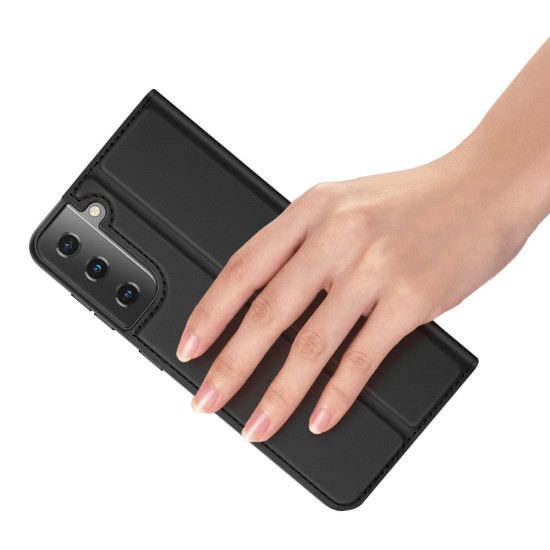 Dux Ducis Skin Pro series priekš Samsung Galaxy S21 G991 - Melns - sāniski atverams maciņš ar magnētu un stendu
