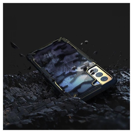 Ringke Fusion X Series Back Case priekš Samsung Galaxy S21 Plus G996 - Kamuflāža / Melns - triecienizturīgs silikona-plastikāta aizmugures apvalks / bampers-vāciņš