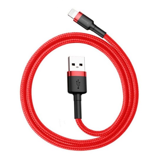 Baseus 0.5M Cafule 2.4A USB to Lightning cable - Sarkans - Apple iPhone / iPad lādēšanas un datu kabelis / vads