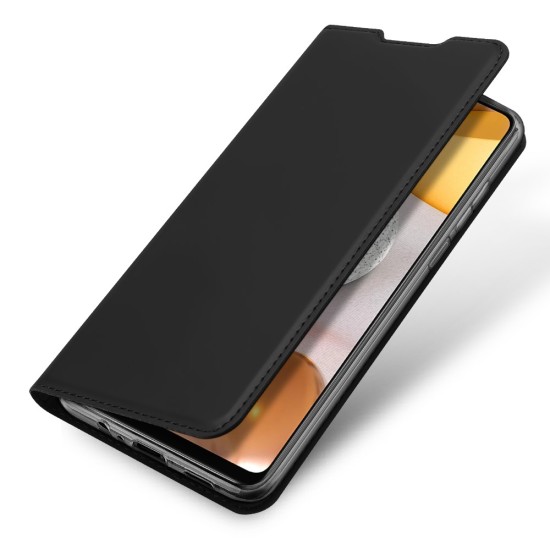 Dux Ducis Skin Pro series priekš Samsung Galaxy A12 A125 - Melns - sāniski atverams maciņš ar magnētu un stendu