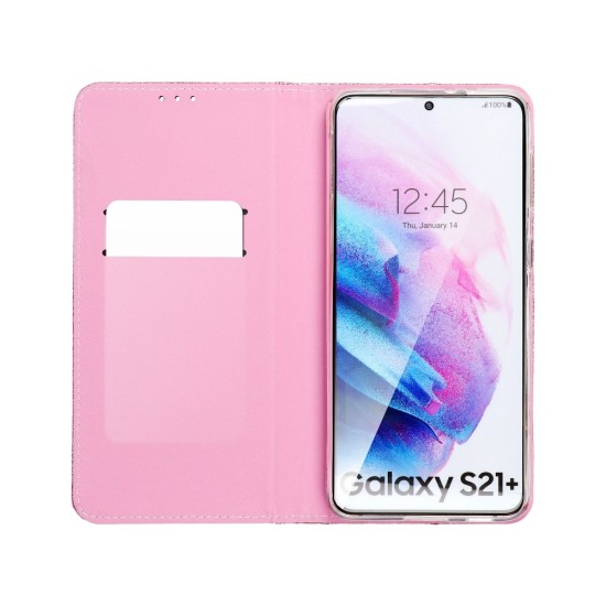 Forcell Shining Book Case priekš Samsung Galaxy A32 4G A325 - Rozā Zelts - sāniski atverams maciņš ar stendu