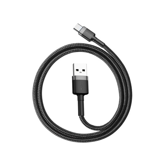 Baseus 2M Cafule 2A USB to Type-C cable - Melns - USB-C lādēšanas un datu kabelis / vads
