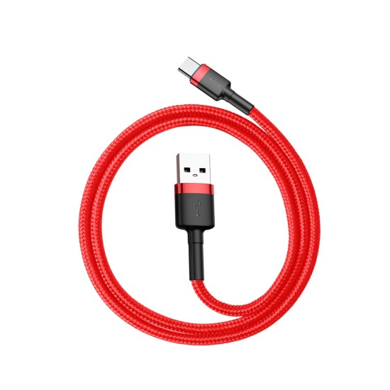 Baseus 2M Cafule 2A USB to Type-C cable - Sarkans - USB-C lādēšanas un datu kabelis / vads