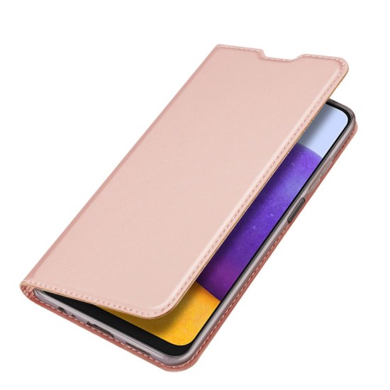 Dux Ducis Skin Pro series priekš Samsung Galaxy A22 5G A226 - Rozā Zelts - sāniski atverams maciņš ar magnētu un stendu