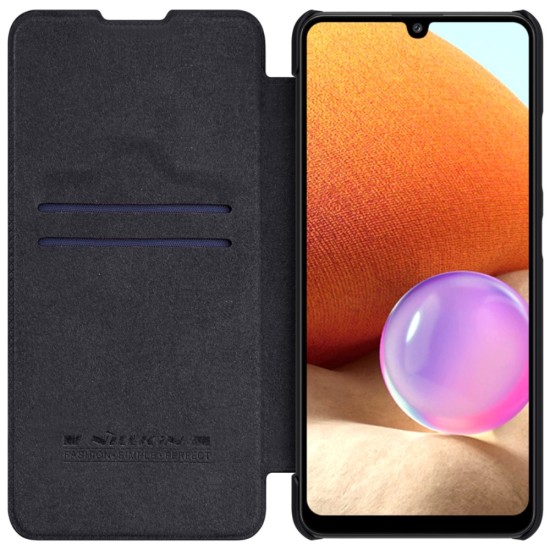 NILLKIN Qin Series Card Holder Leather Flip Case priekš Samsung Galaxy A52 A525 / A52 5G A526 / A52s 5G A528 - Чёрный - чехол-книжка (кожаный чехол книжка, leather book wallet case cover)