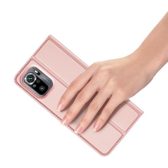 Dux Ducis Skin Pro series priekš Xiaomi Redmi Note 10 Pro - Rozā Zelts - sāniski atverams maciņš ar magnētu un stendu