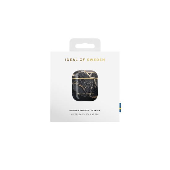 iDeal of Sweden Fashion Case priekš Apple Airpods - Golden Twilight Marble - plastikāta apvalks bezvadu austiņu lādēšanas ierīcei