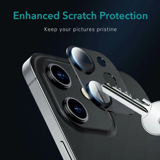 ESR Camera Lens Tempered Glass protector priekš Apple iPhone 12 - Melns - Aizmugurējās kameras aizsargstikls