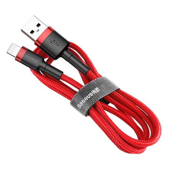 Baseus 1M Cafule 2.4A USB to Lightning cable - Sarkans / Melns - Apple iPhone / iPad lādēšanas un datu kabelis / vads