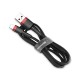 Baseus 1M Cafule 2.4A USB to Lightning cable - Melns / Sarkans - Apple iPhone / iPad lādēšanas un datu kabelis / vads
