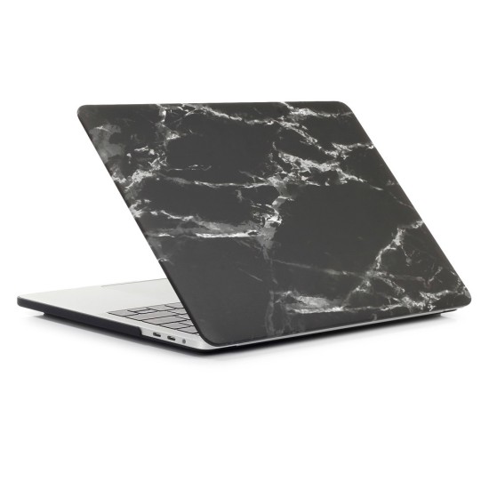 Patterned Plastic Protective Case для Apple MacBook Air 13-inch (2018 / 2019) A1932; (2020) A2179; M1 (2020) A2337 - Чёрный / Мрамор - матовая пластиковая накладка / чехол с обеих сторон