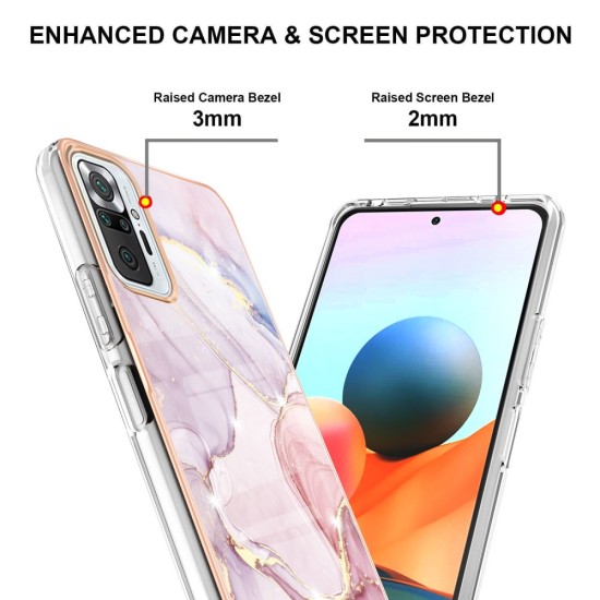 IMD Electroplating Marble Pattern TPU Phone Shell priekš Xiaomi Redmi Note 10 Pro - Rozā Zelts - silikona aizmugures apvalks / bampers-vāciņš