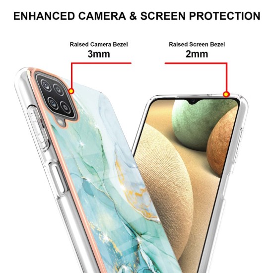 IMD Electroplating Marble Pattern TPU Phone Shell priekš Samsung Galaxy A12 A125 - Zaļš - silikona aizmugures apvalks / bampers-vāciņš