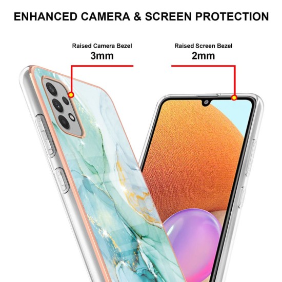 IMD Electroplating Marble Pattern TPU Phone Shell priekš Samsung Galaxy A32 4G A325 - Zaļš - silikona aizmugures apvalks / bampers-vāciņš