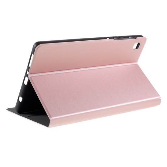 PU Leather Stand Tablet Cover Case priekš Samsung Galaxy Tab A7 Lite T220 / T225 - Rozā Zelts - sāniski atverams maciņš ar stendu