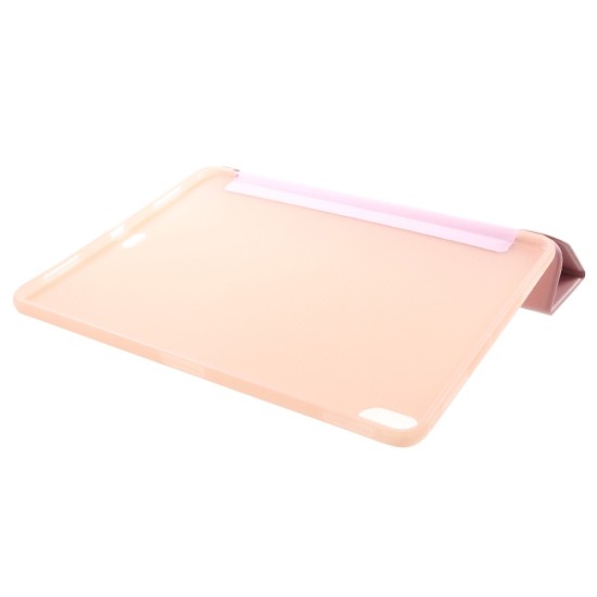 Tri-fold Stand PU Leather Tablet Protective Shell priekš Apple iPad Pro 11 (2018) / Air 4 (2020) / Air 5 (2022) - Rozā - sāniski atverams maciņš ar stendu