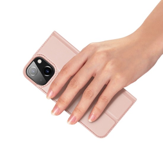 Dux Ducis Skin Pro series priekš Apple iPhone 13 mini - Rozā Zelts - sāniski atverams maciņš ar stendu