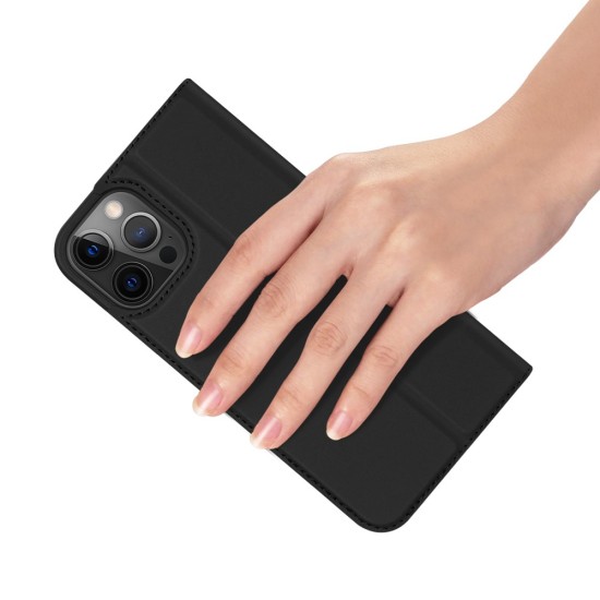 Dux Ducis Skin Pro series для Apple iPhone 13 Pro - Чёрный - чехол-книжка с магнитом и стендом / подставкой