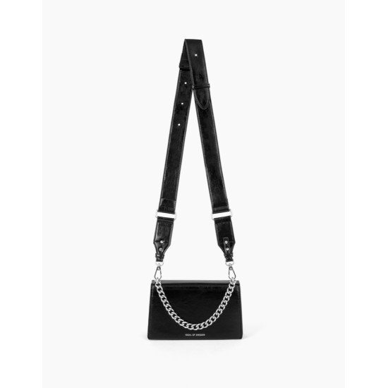 iDeal of Sweden AW21 Lia Baguette Medium Hand Bag - Glossy Black Silver - sieviešu rokassoma / pleca soma