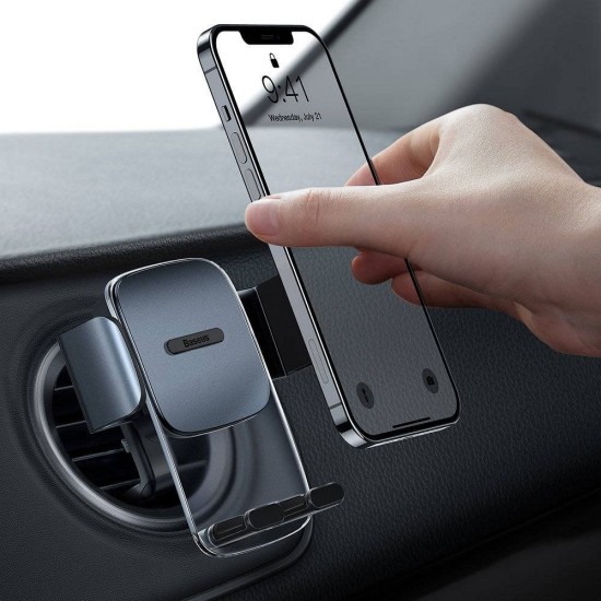 Baseus (SUYK000201) Easy Control Phone holder on Round Air Vent - Melns - Universāls stiprinājums uz apaļa automašīnas ventilācijas režģa