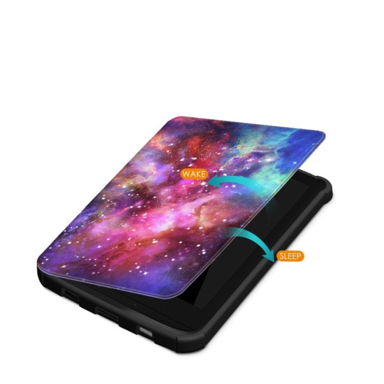 PocketBook Printing Case priekš Basic 4 (606) / Lux 2 (616) / Touch Lux 4 / 5 (627, 628) / Touch HD3 (632) / Color (633) - Piena Ceļš - mākslīgās ādas sāniski atverams maks / maciņš