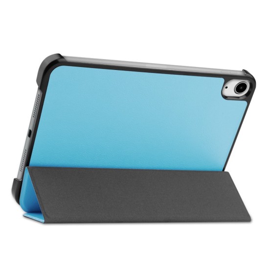 Tri-fold Stand PU Smart Auto Wake/Sleep Leather Case priekš Apple iPad mini 6 (2021) - Gaiši Zils - sāniski atverams maciņš ar stendu