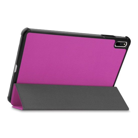 Tri-fold Stand PU Smart Auto Wake/Sleep Leather Case priekš Huawei MatePad 11 - Violets - sāniski atverams maciņš ar stendu