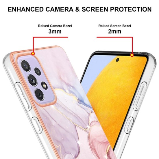 IMD Electroplating Marble Pattern TPU Phone Shell priekš Samsung Galaxy A13 4G A135 - Rozā Zelts - silikona aizmugures apvalks / bampers-vāciņš