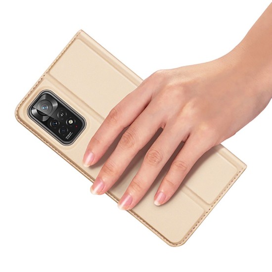 Dux Ducis Skin Pro series priekš Xiaomi Redmi Note 11 / Note 11S - Zelts - sāniski atverams maciņš ar magnētu un stendu