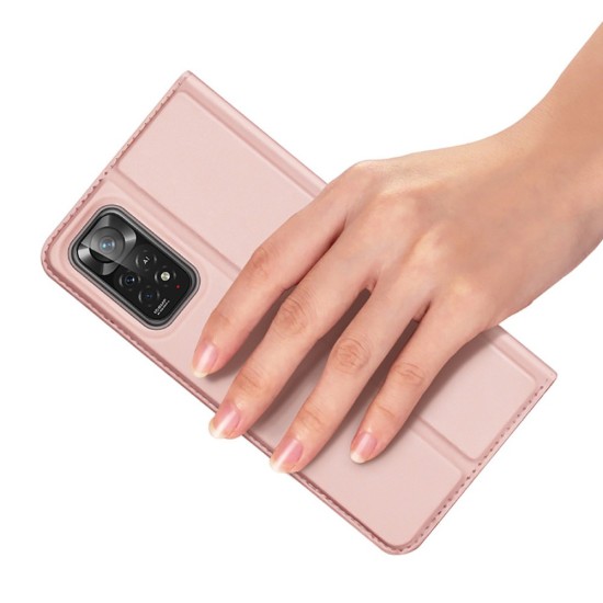 Dux Ducis Skin Pro series priekš Xiaomi Redmi Note 11 / Note 11S - Rozā Zelts - sāniski atverams maciņš ar magnētu un stendu