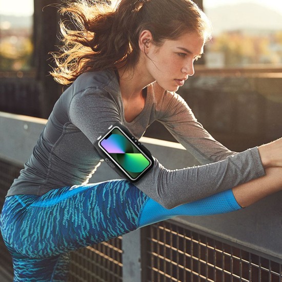 Tech-Protect M1 Universal Sport Armband priekš viedtālruņiem ar 6.0 inch ekrānu - Gaiši Zils - Universāls maks ietvars - Sporta futlāris rokas aproce fitnesam saite