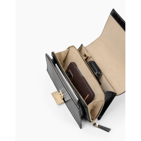 iDeal of Sweden AG22 Valentina Top-Handle Bag - Black Croco - sieviešu rokassoma / pleca soma