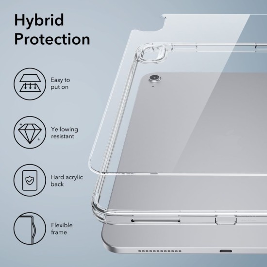 ESR Classic Hybrid Back Case priekš Apple iPad 10.9 (2022) - Caurspīdīgs - triecienizturīgs silikona-plastikāta aizmugures apvalks / bampers-vāciņš