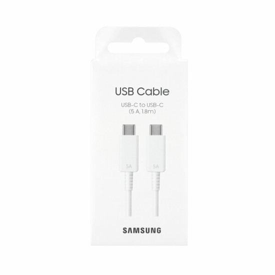 Samsung 1.8M EP-DX510JWE Type-C to Type-C 5A cable - Balts - USB-C lādēšanas un datu kabelis / vads
