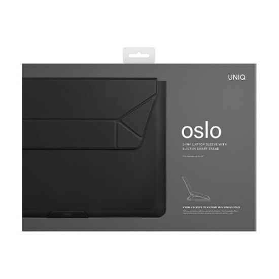 Uniq Oslo Laptop Sleeve Bag for 14" Soma portatīvajam datoram - Melna - Computer Laptop / Notebook Bag / Datorsoma