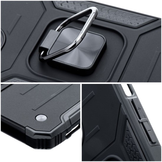 Nitro Armored Hybrid Back Case priekš Apple iPhone 12 / 12 Pro - Melns - triecienizturīgs silikona-plastikāta aizmugures apvalks ar gredzenu / bampers-vāciņš