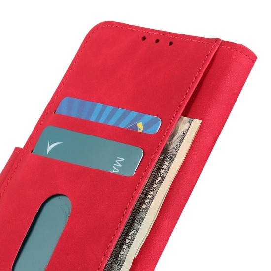 Khazneh Vintage Style PU Leather Book Case with Clasp priekš Huawei Nova Y90 - Sarkans - sāniski atverams maciņš ar magnētu un stendu