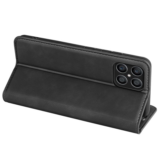 Magnetic Closure Skin-Touch Flip Leather Book Case priekš Huawei Honor X8 - Melns - sāniski atverams maciņš ar magnētu un stendu / grāmatveida maks