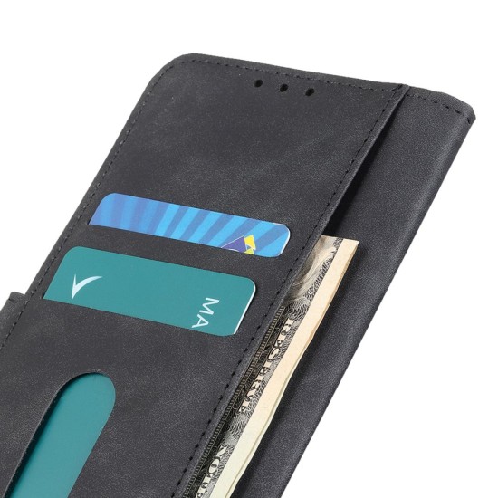 Khazneh Vintage Style PU Leather Book Case with Clasp priekš Huawei Honor X8 - Melns - sāniski atverams maciņš ar magnētu un stendu