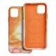 Leather MagSafe Back Case priekš Apple iPhone 11 - Oranžs - mākslīgās ādas aizmugures apvalks / bampers-vāciņš