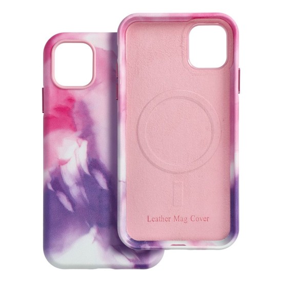 Leather MagSafe Back Case priekš Apple iPhone 12 Pro Max - Violets - mākslīgās ādas aizmugures apvalks / bampers-vāciņš